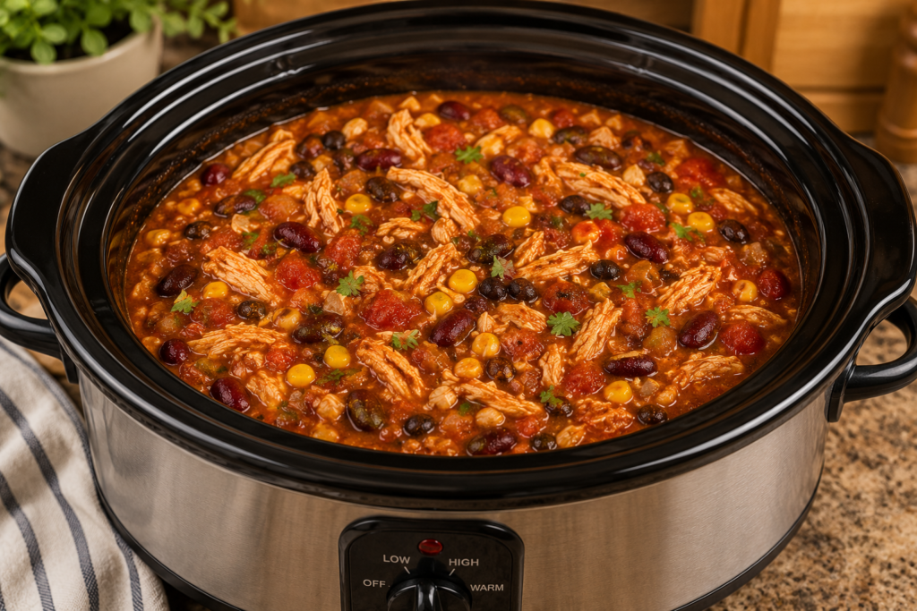 slow cooker with chicken chili