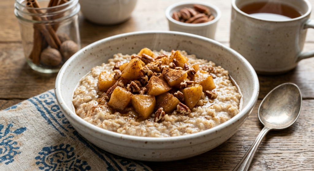 slow cooker overnight oatmeal with apples and cinnamon