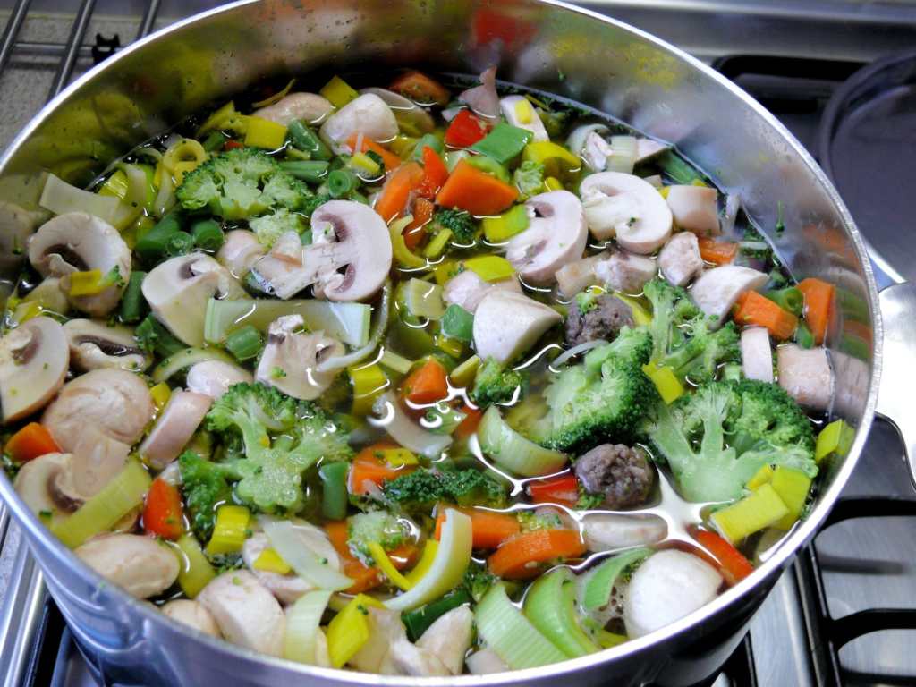 A homemade broth-based soup is a great addition to a low calorie dense foods diet.